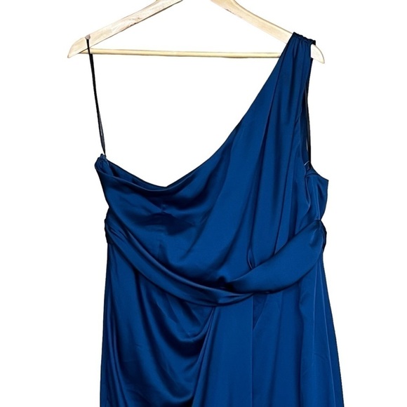 Dessy Collection Vivian Diamond Whisper Satin Dress Blue Size 20 #1266 NWT - Picture 3 of 7